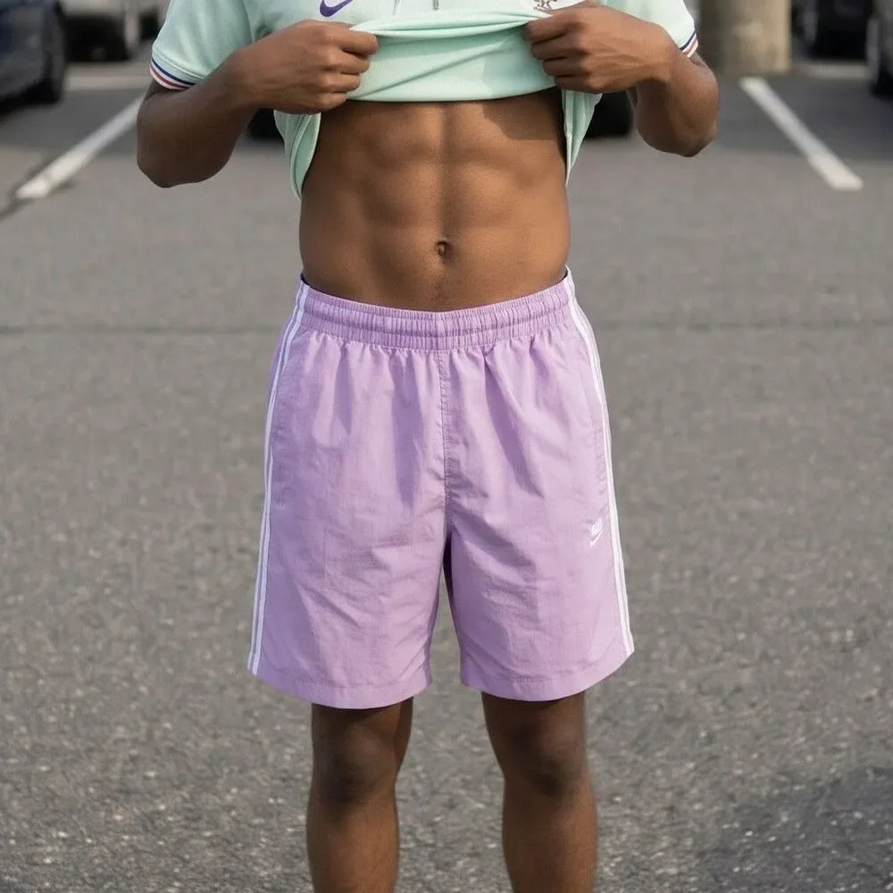 adidas Originals 3-Stripe Swim Shorts / Sprinter Shorts Light Purple/Pink Large